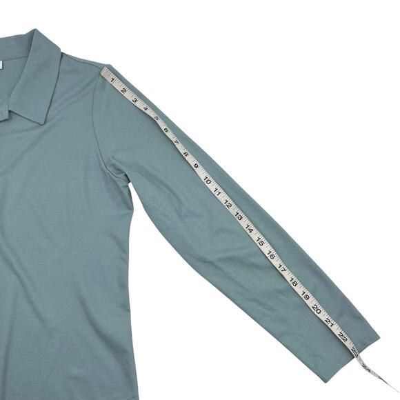 J. Jill Womens Sea Foam Jersey Knit Stretch Button Up Long Sleeve Shirt Sz MP - Picture 9 of 10